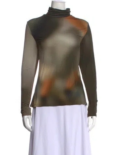 Pre-owned Paloma Wool Printed Turtleneck Top In Green