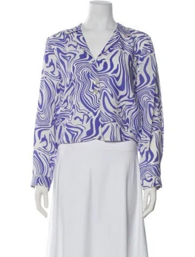 Pre-owned Paloma Wool Printed V-neck Blouse In Purple
