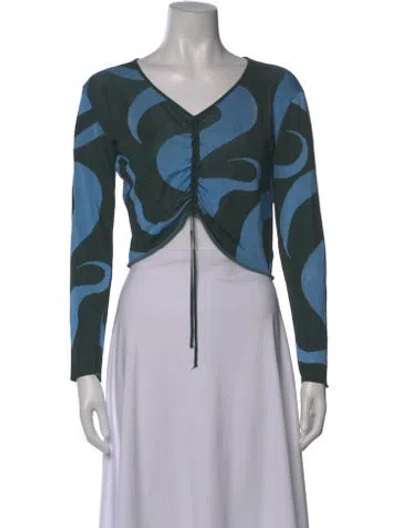 Pre-owned Paloma Wool Printed V-neck Crop Top In Multi