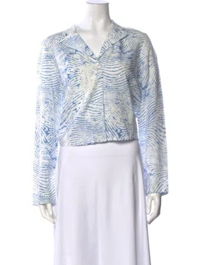 Pre-owned Paloma Wool Printed V-neck Top In Blue