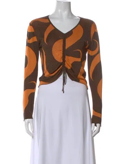 Pre-owned Paloma Wool Printed V-neck Top In Orange
