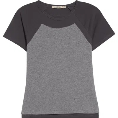 Paloma Wool Puka Raglan Sleeve Colorblock Jersey Baby Tee In Brown