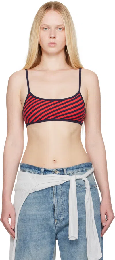 PALOMA WOOL RED & NAVY CHEE BRALETTE TOP