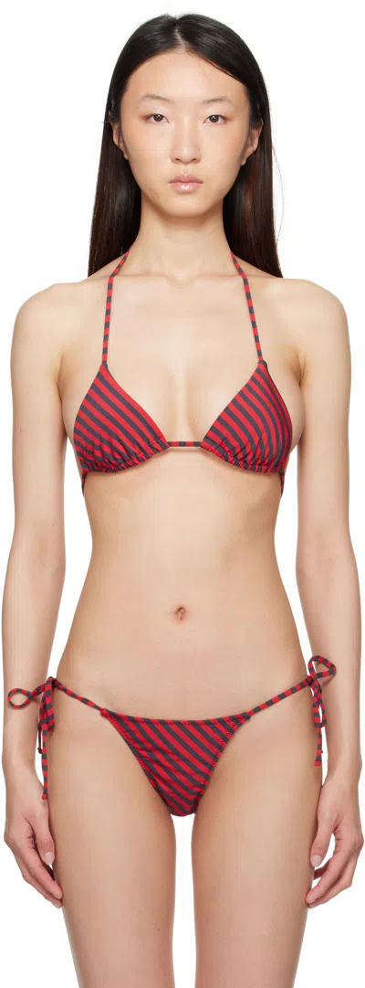 Paloma Wool Red & Navy Kineta Bikini Top