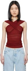 Paloma Wool Mushka Crossover Neck Mesh Top In 252 Red