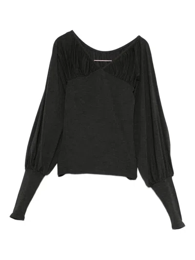 Paloma Wool Ruched Long-sleeve Blouse In Black