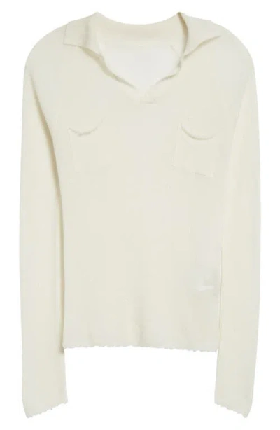 Paloma Wool Salom Rib Long Sleeve Polo In White