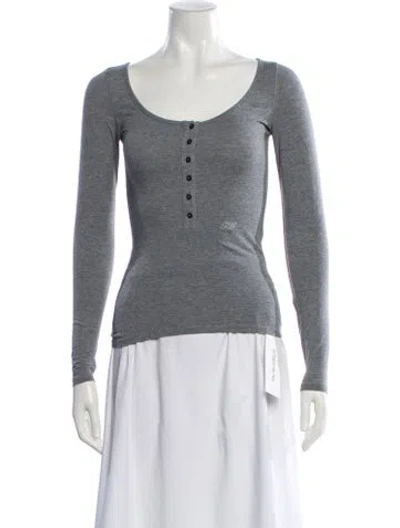 Pre-owned Paloma Wool Scoop Neck Long Sleeve Top In Gray