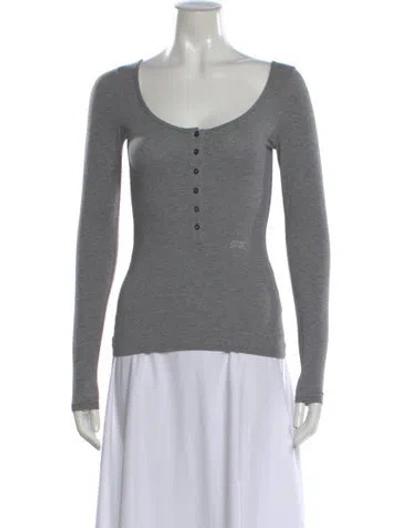 Pre-owned Paloma Wool Scoop Neck Long Sleeve Top In Gray