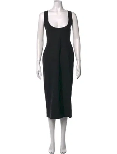 Pre-owned Paloma Wool Scoop Neck Midi Length Dress In Black