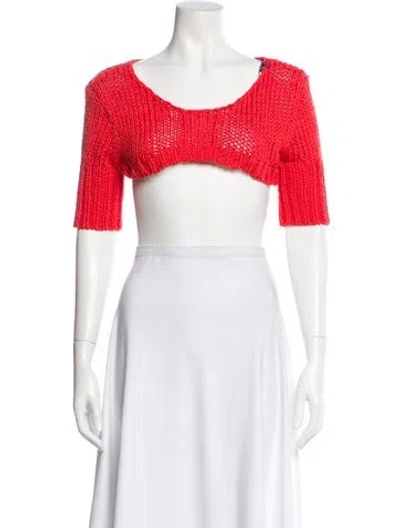 Pre-owned Paloma Wool Scoop Neck Short Sleeve Crop Top In Orange