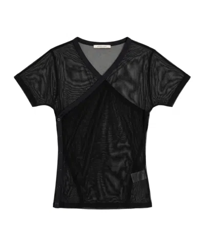 Paloma Wool See-through Mesh T-shirt In Black
