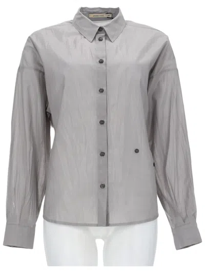Paloma Wool Semi-sheer Button-down Shirt With Classic Collar In Gray