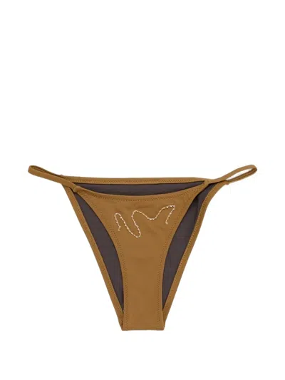 Paloma Wool Sharpie Bead-embellished Bikini Bottoms In Brown