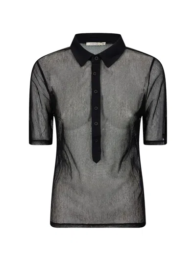 Paloma Wool Sheer Mesh Polo Shirt In Black