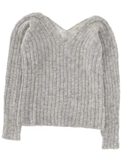 Paloma Wool Ribbed Knit Sweater With V-neckline In Gray