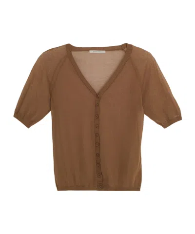 Paloma Wool Short-sleeved Knitted Cardigan In Brown