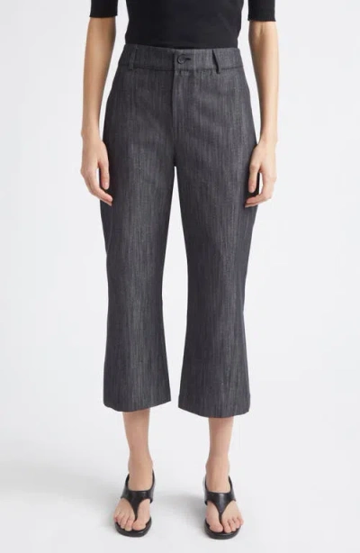 Paloma Wool Sibily Organic Cotton & Linen Denim Kick Flare Capri Pants In Gray