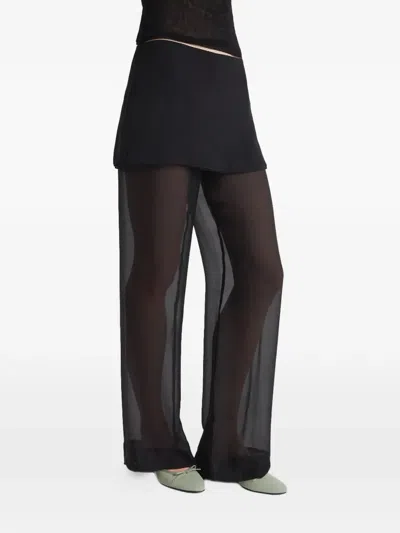 Paloma Wool Black Archive Silk Straight Leg Trousers