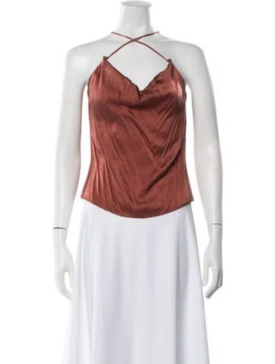 Pre-owned Paloma Wool Silk Halterneck Top In Orange