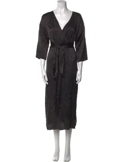 Pre-owned Paloma Wool Silk Midi Length Dress In Gray