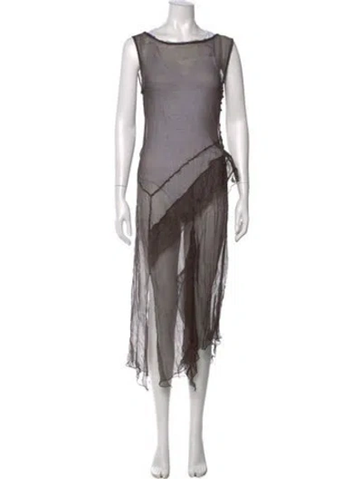 Pre-owned Paloma Wool Silk Midi Length Dress In Gray