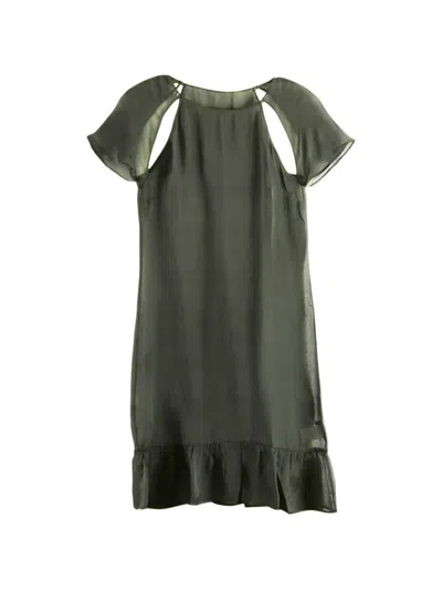 Paloma Wool Silk Ruffled-hem Midi Dress In Green