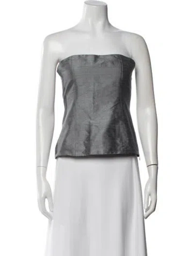 Pre-owned Paloma Wool Silk Strapless Top In Green