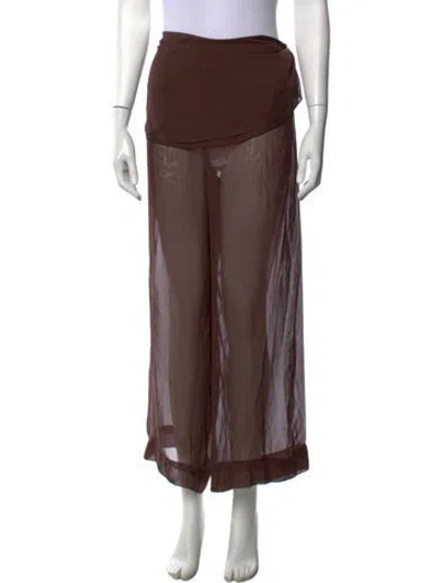 Pre-owned Paloma Wool Silk Wide Leg Pants In Brown