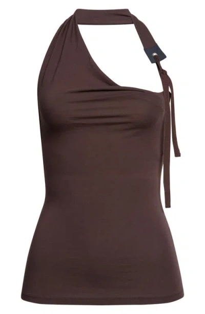 Paloma Wool Simulet Side Tie Jersey Halter Top In Burgundy