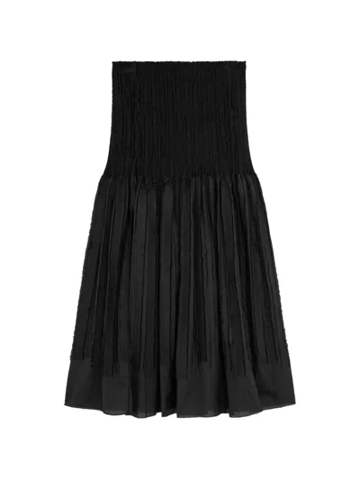 Paloma Wool Smocked Frayed-edge Skirt In Black