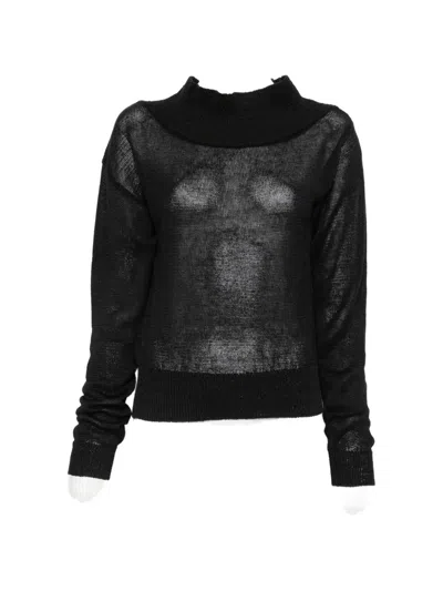 Paloma Wool Soto Funnel-neck Fine-knit Sweater In Black