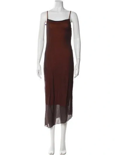 Pre-owned Paloma Wool Square Neckline Long Dress In Brown