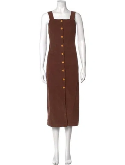 Pre-owned Paloma Wool Square Neckline Midi Length Dress In Brown