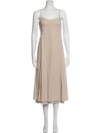 Pre-owned Paloma Wool Square Neckline Midi Length Dress In Neutral