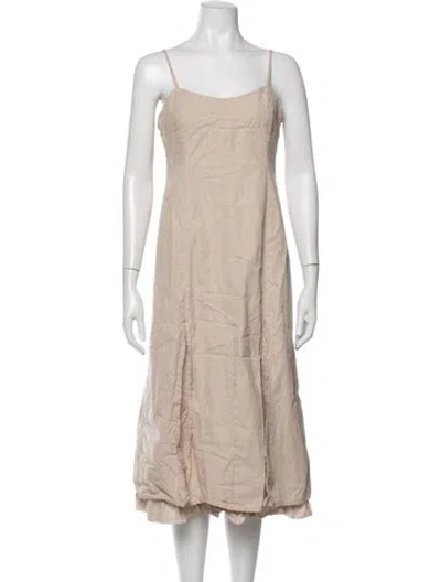 Pre-owned Paloma Wool Square Neckline Midi Length Dress In Neutrals
