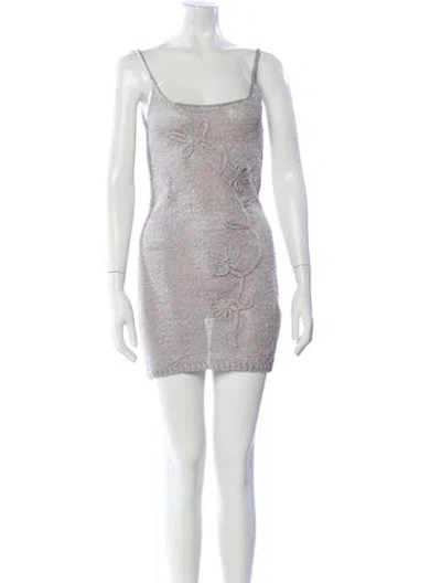 Pre-owned Paloma Wool Square Neckline Mini Dress In Gray