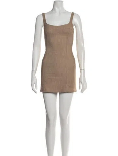 Pre-owned Paloma Wool Square Neckline Mini Dress In Neutrals