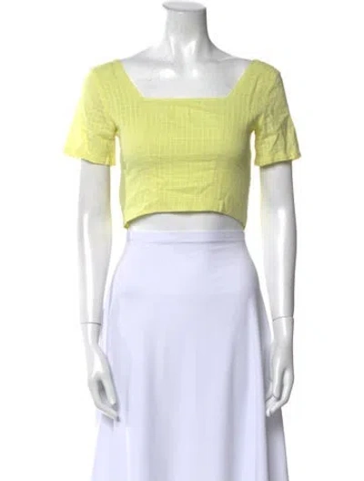 Pre-owned Paloma Wool Square Neckline Short Sleeve Crop Top In Green