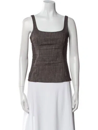 Pre-owned Paloma Wool Square Neckline Sleeveless Crop Top In Brown