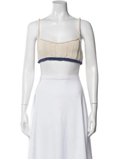 Pre-owned Paloma Wool Square Neckline Sleeveless Crop Top In Neutral