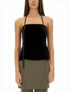 Paloma Wool Strapless Black Sleeveless Top With Subtle Sheen In Brown