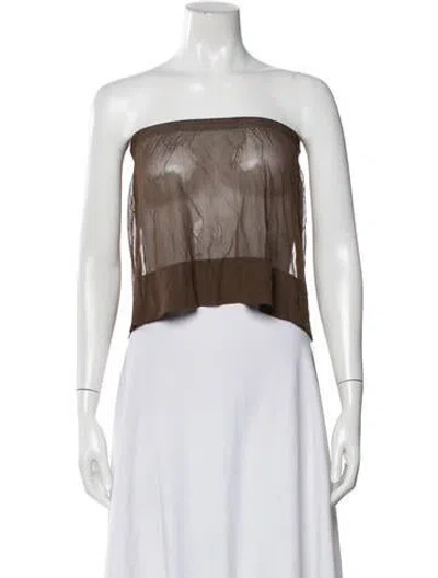 Pre-owned Paloma Wool Strapless Crop Top In Brown