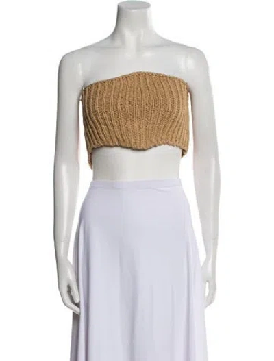 Pre-owned Paloma Wool Strapless Crop Top In Neutral