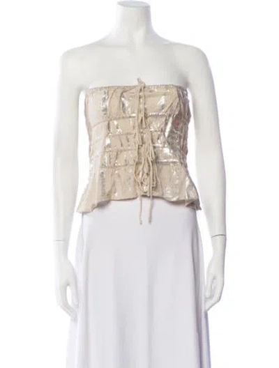 Pre-owned Paloma Wool Strapless Crop Top In Neutrals