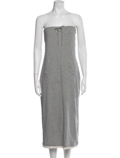 Pre-owned Paloma Wool Strapless Knee-length Dress In Gray