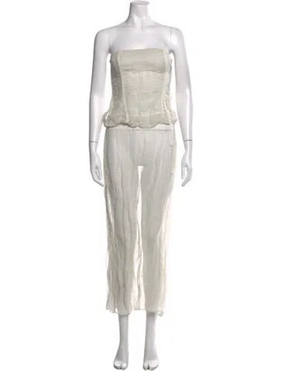 Pre-owned Paloma Wool Strapless Long Dress In Neutrals
