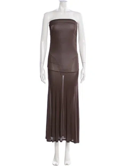 Pre-owned Paloma Wool Strapless Midi Length Dress In Brown
