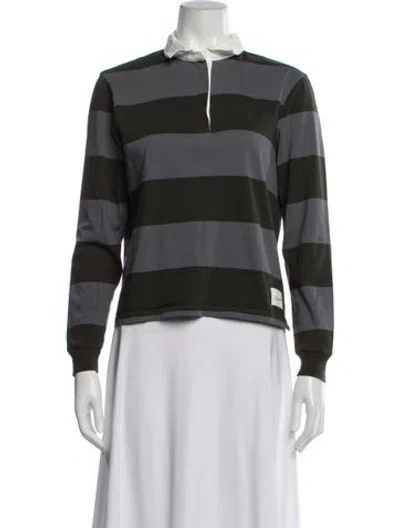 Pre-owned Paloma Wool Striped Long Sleeve Polo In Gray