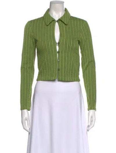 Pre-owned Paloma Wool Striped Long Sleeve Top In Green
